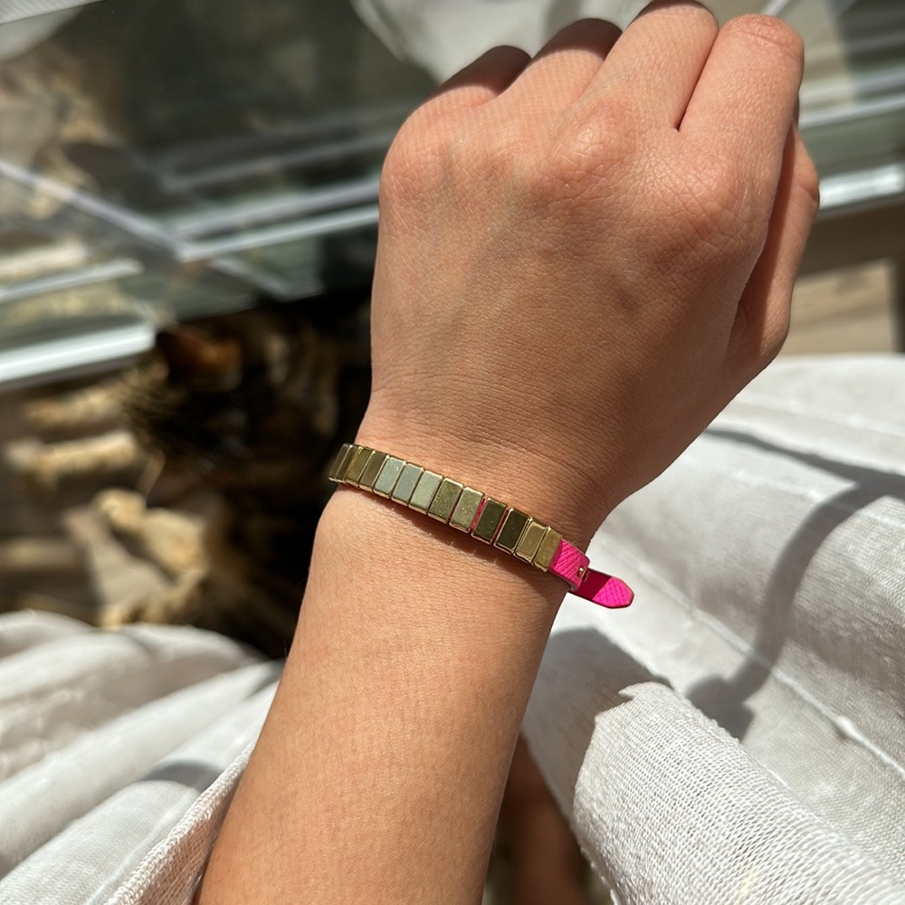 Adjustable Leather Michael Kors Bracelet with Gold Hardware